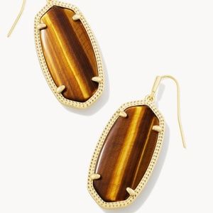 Kendra Scott Elle Gold Drop Earrings in Brown Tiger's Eye